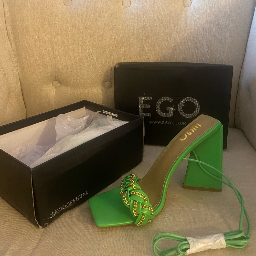 Ego Official neon green block heel strappy ankle